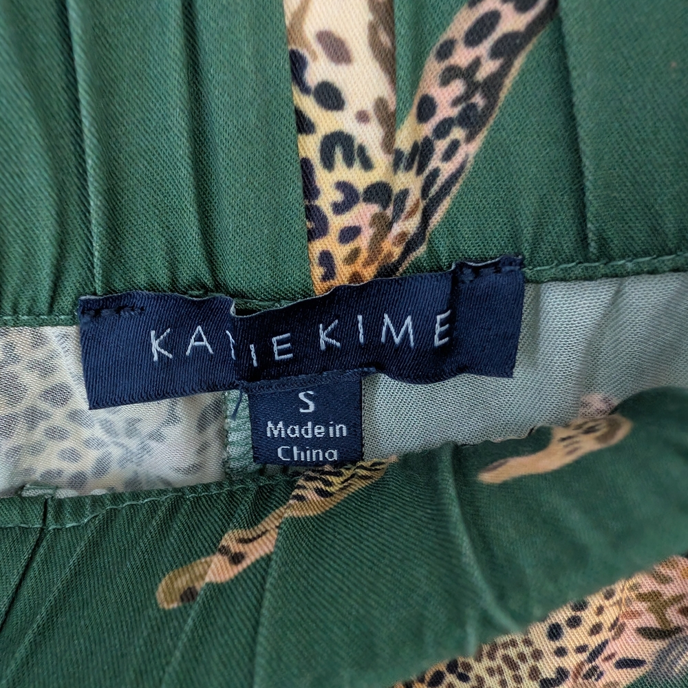 Katie Kime Green Cheetahs Print Pajama Pants Short Sleeve shirt Set, size S Soft - Picture 12 of 16